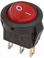 Выкл. клавишный круглый 250V 3А (3с) ON-OFF красный с подсветкой Micro REXANT