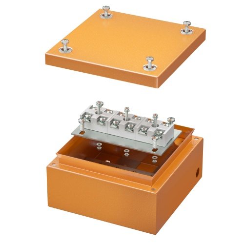 Коробка стальная FS с гладкими стенками и клеммниками, IP66, 150х150х80 мм, 6р, 450V, 32A, 10 мм2, нерж.контакт DKC