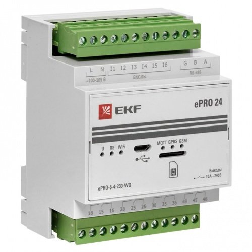 Контроллер базовый ePRO 24 удаленного управления 6вх\4вых 230В WiFi GSM PROxima EKF фото 3