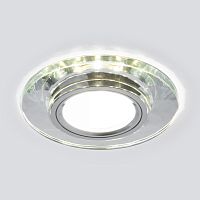 Встраиваемый точечный светильник со св/д подсветкой 1*G5.3 зеркальный, серебряный IP20 (a044295) Elektrostandard