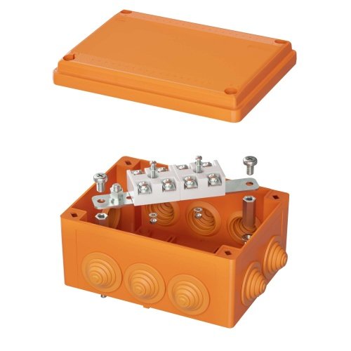 Коробка пластиковая FS с кабельными вводами и клеммниками, IP55, 150х110х70 мм, 4р, 450V, 32A, 10 мм2, нерж.контакт DKC
